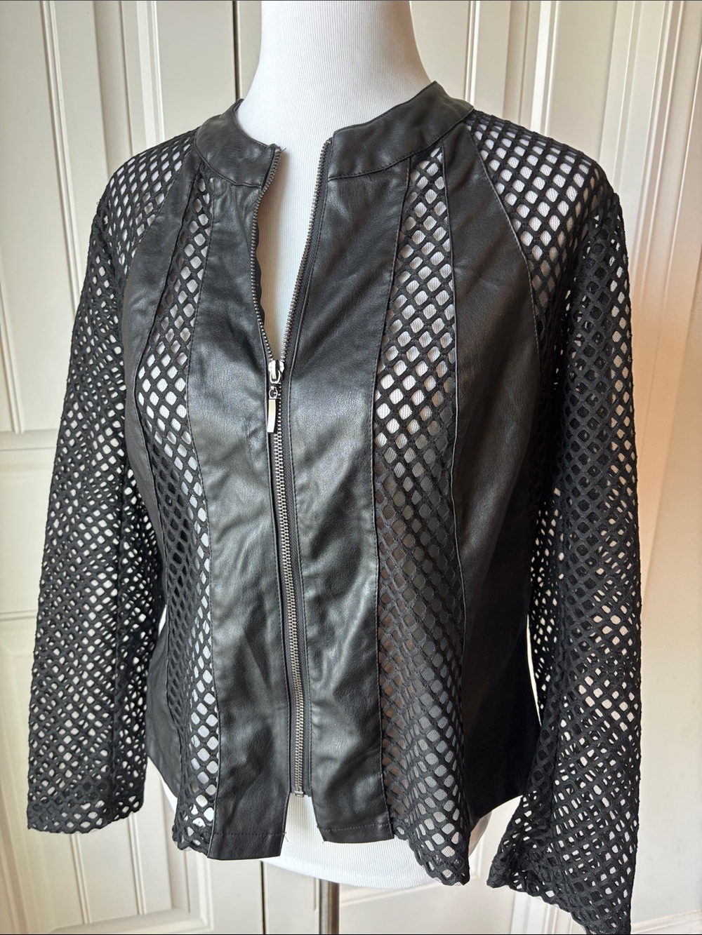 Ashley Stewart Black Faux Leather Zip-Front Jacket - Picture 3 of 13